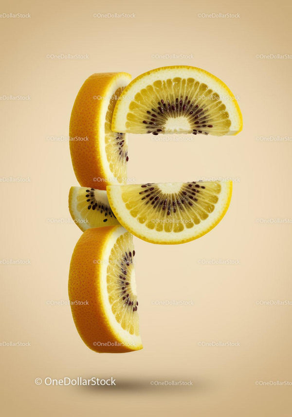 Floating Citrus Slices with Kiwi Texture Fusion