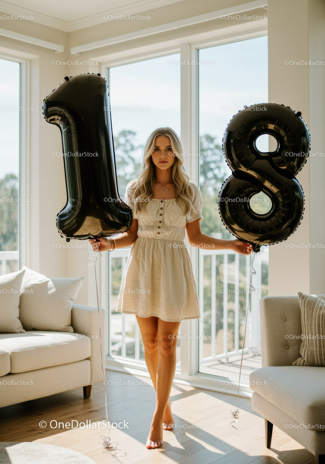 Young woman celebrating 18th birthday at home