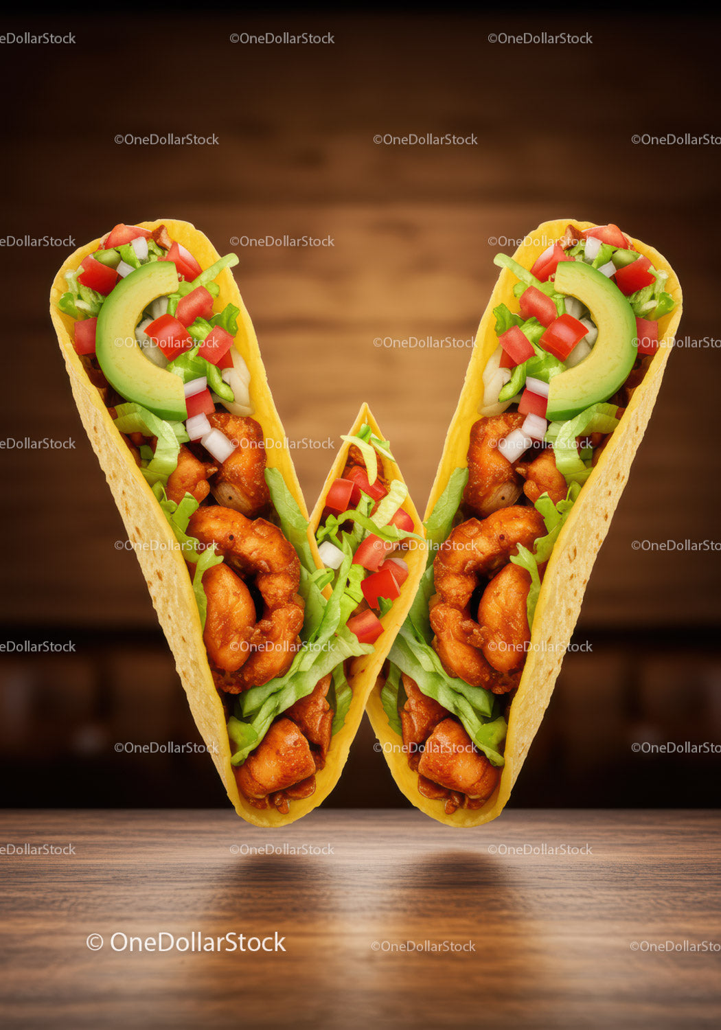 Crispy Chicken Tacos with Fresh Vegetables and Avocado