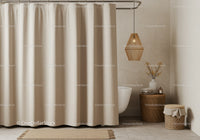 Elegant Beige Shower Curtain with Modern Bathroom Decor