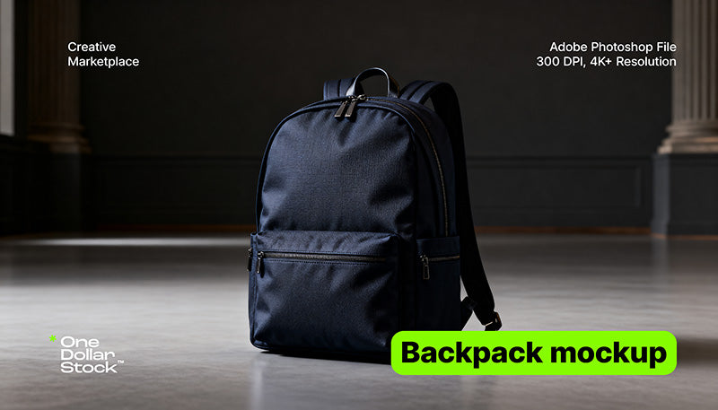 editable PSD mockup for Midnight blue backpack