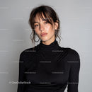 Stylish Young Woman in Black Top with Confident Expression