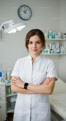 Confident Female Healthcare Professional in Modern Medical Clinic