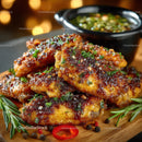 Crispy Sweet and Spicy Chicken Wings with Herb Garnish