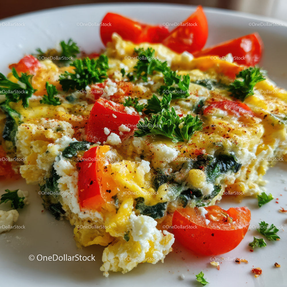 Colorful Vegetable Omelette with Cherry Tomatoes and Herbs