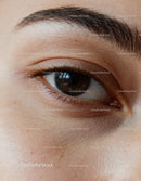 Close-up of natural brown eye with detailed skin texture
