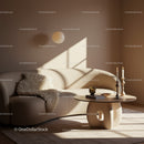 Cozy minimalist living room with soft natural light