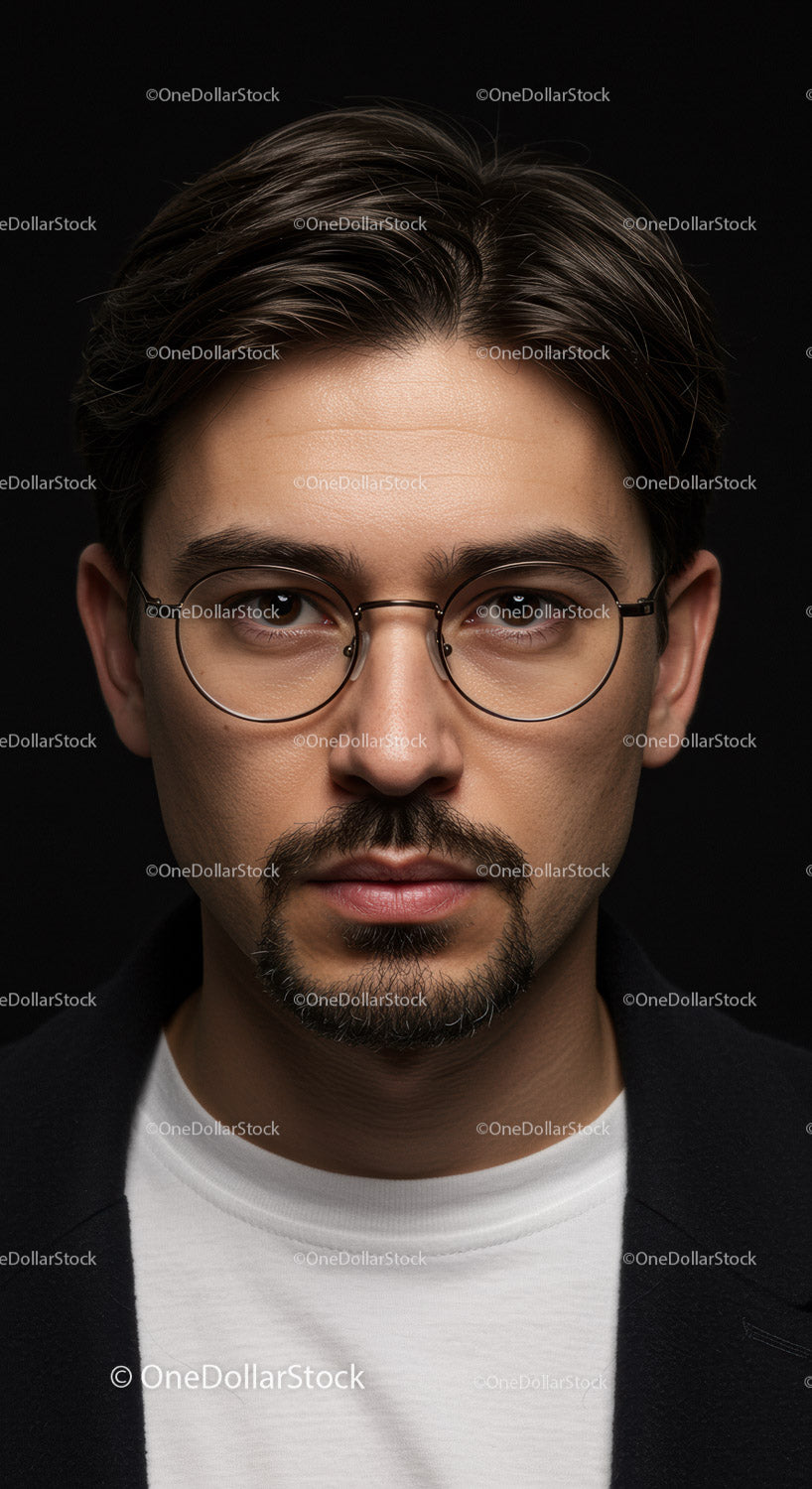Confident Man Wearing Glasses with Stylish Hairstyle for Professional Use