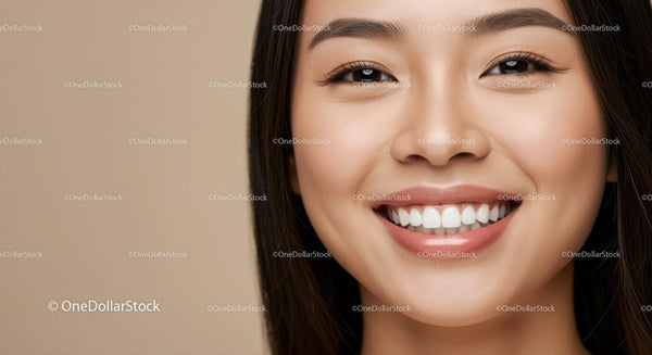 Close up of smiling young woman with flawless skin