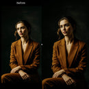 Before and after Luxury Dark Skin Lightroom preset edit
