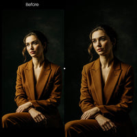 Before and after Luxury Dark Skin Lightroom preset edit