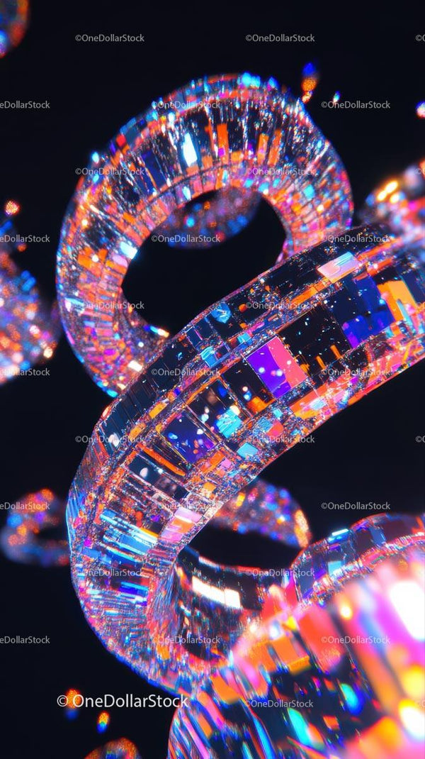 Colorful Metallic Spiral Ribbon with Light Reflections