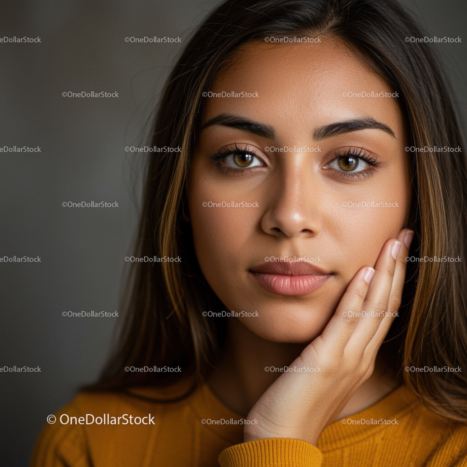 Close-Up Portrait of a Young Woman Featuring Brown Eyes and Natural Makeup