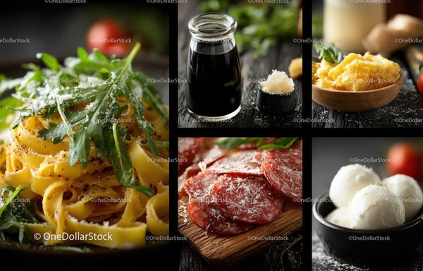 Świeże danie z makaronem, rukolą, parmezanem i octem balsamicznym