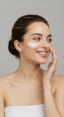 Young Woman Applying Facial Cream for Glowing Skin