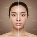 Close Up of Young Woman's Face Showing Before and After Skincare
