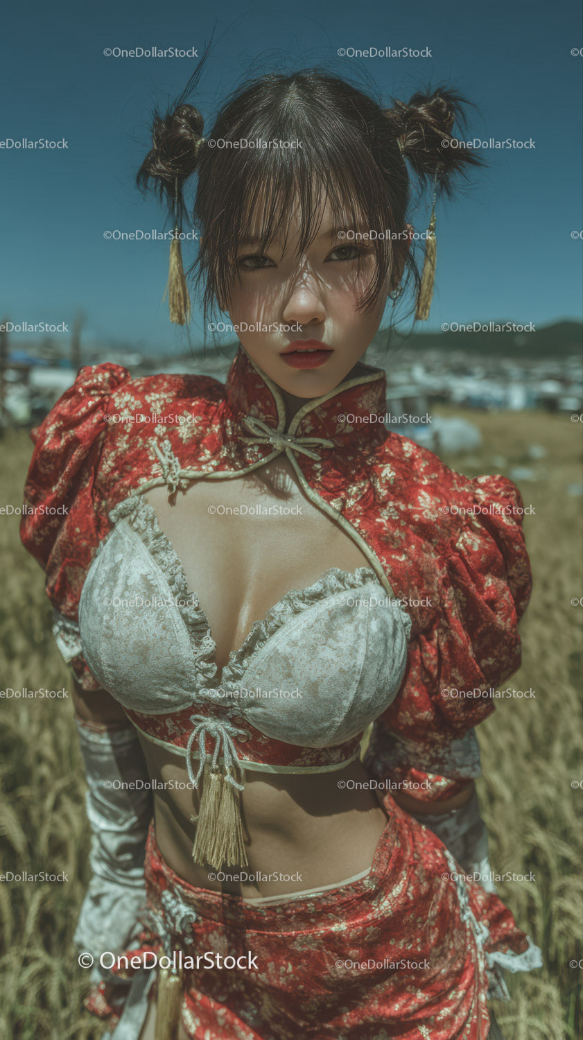 Young Woman in Fashionable Outfit with Urban Background