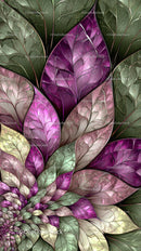 Colorful Leaf Pattern with Green and Purple Botanical Art