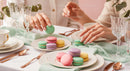 Elegant Table Setting with Colorful Macarons and Fine China for Celebration