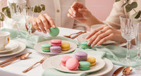 Elegant Table Setting with Colorful Macarons and Fine China for Celebration