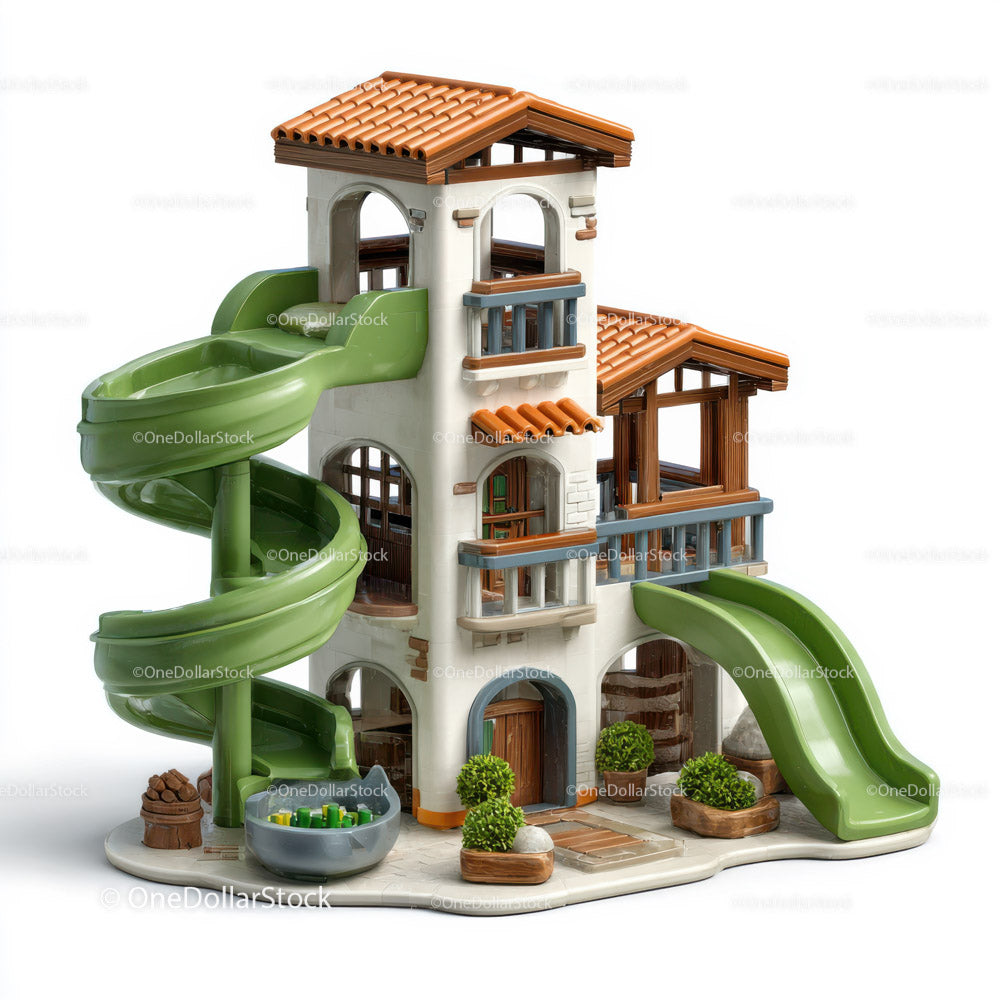 Colorful Children's Playhouse with Slides for Garden Outdoor Fun