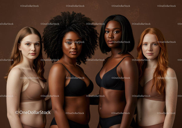 Diverse women in lingerie embracing natural beauty
