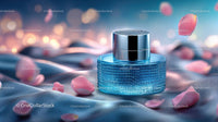 Luxury Cosmetic Jar Surrounded by Delicate Rose Petals
