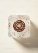 Close up of icy coffee cube with espresso concentrate