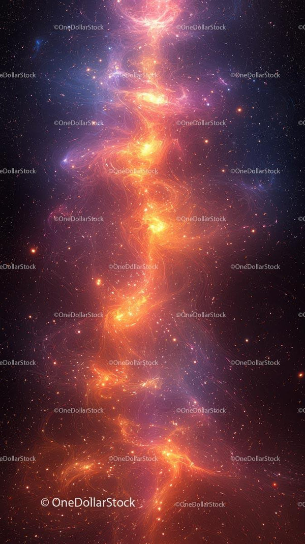 Vivid Cosmic Nebula with Bright Space Filaments and Stars