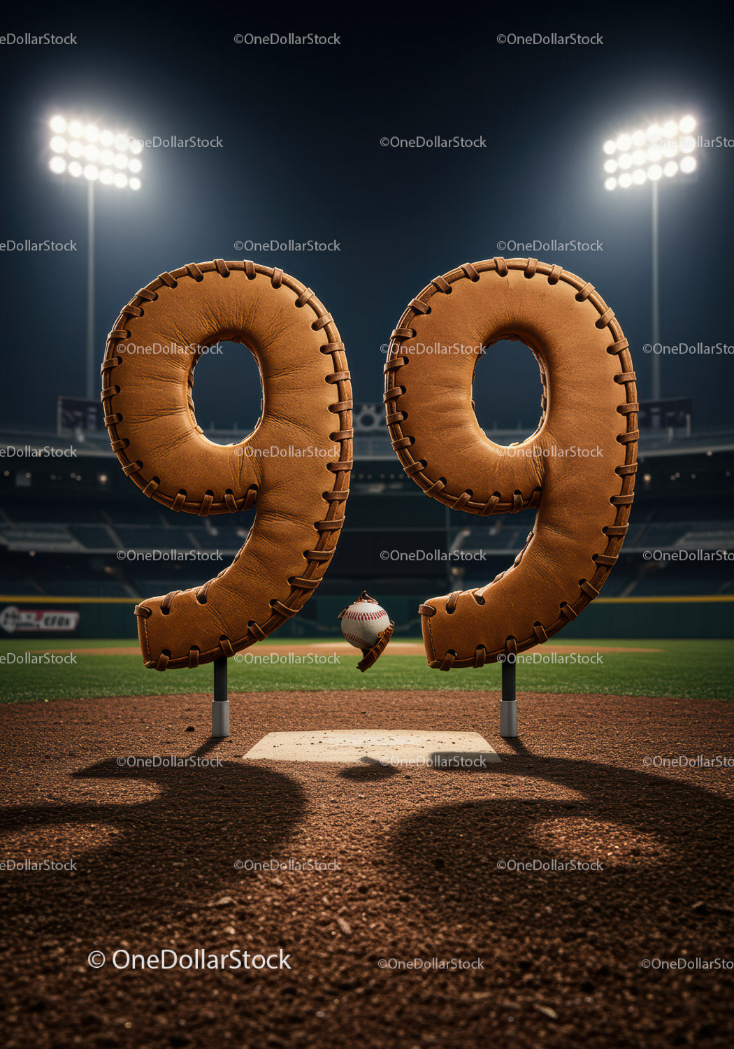 Baseball themed number ninety nine on the field