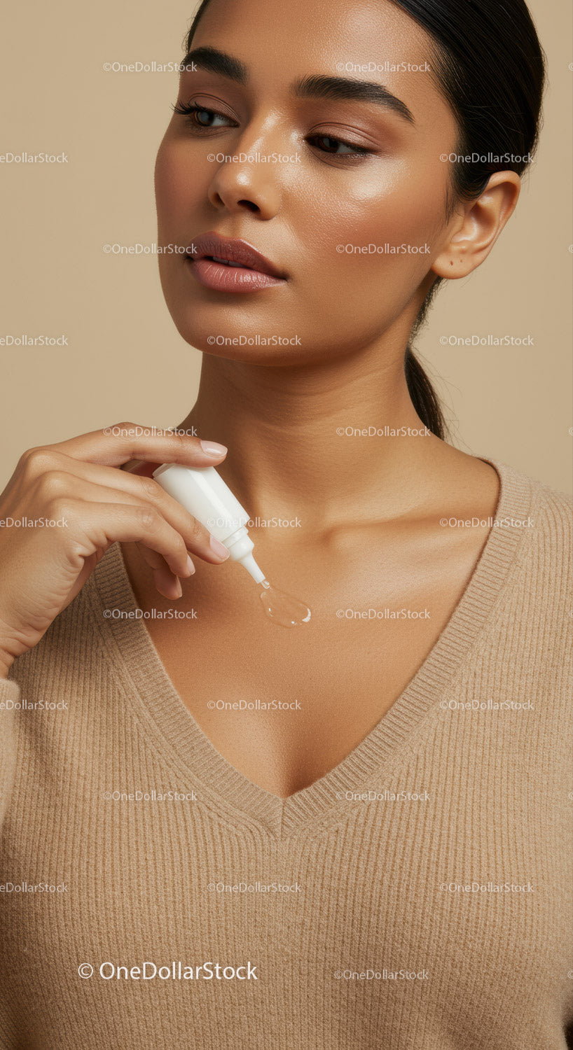 Healthy Woman Applying Skincare Serum for Glowing Skin