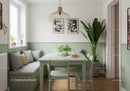 Bright Cozy Kitchen Corner with Large Indoor Plants and Light Green Walls