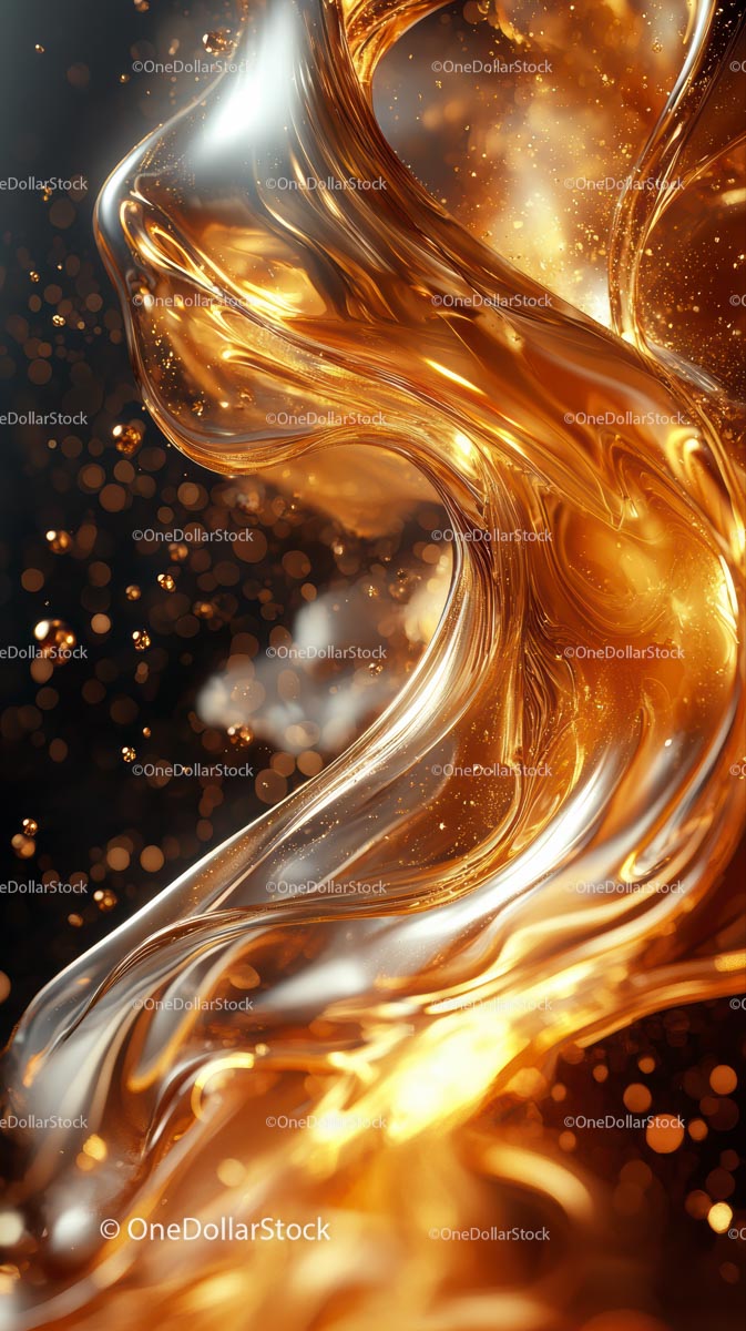 Elegant Gold Liquid Flow with Sparkling Light Effects
