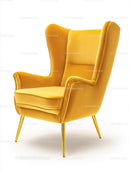 Elegant Yellow Velvet Armchair with Gold Legs for Modern Interiors