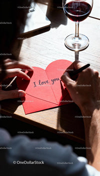 Writing a Love Note on a Heart Shaped Card