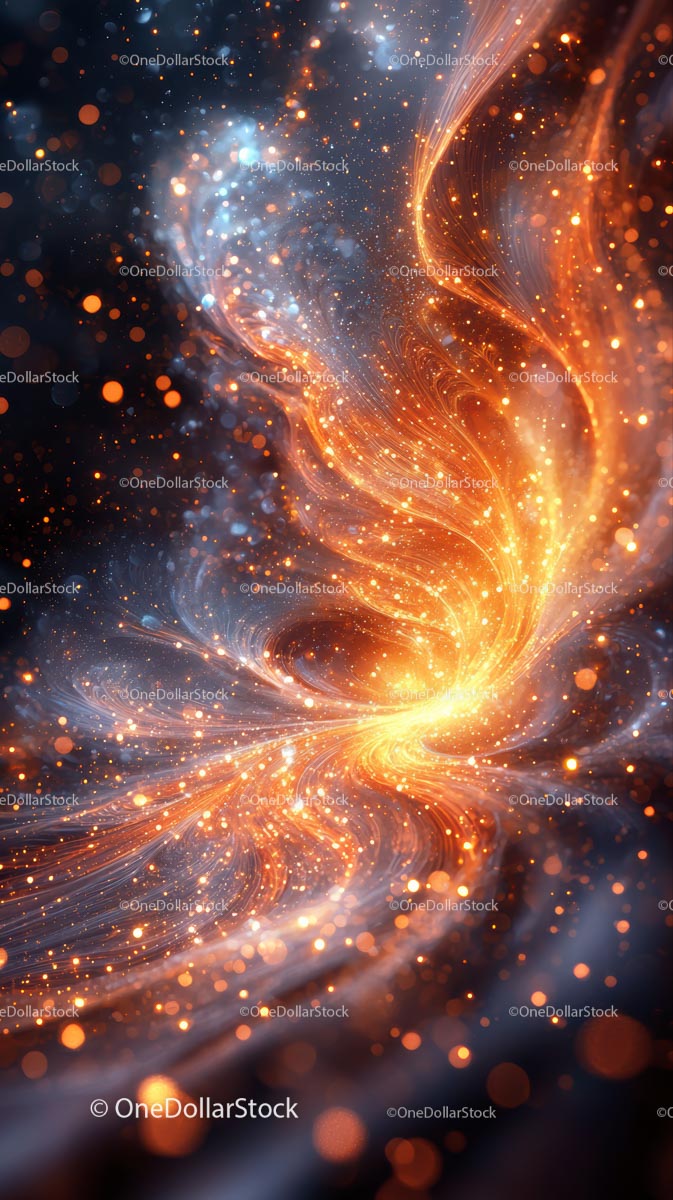Vibrant Cosmic Energy Swirls with Glowing Particles
