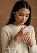 Young Woman Applying Skincare in Cozy Indoor Setting