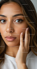 Portrait of a Beautiful Woman with Brown Eyes and Flawless Skin