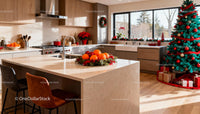 Modern Kitchen with Festive Christmas Decorations