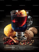 Mulled Wine with Spices and Citrus in Rustic Setting