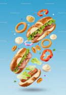 Floating Hot Dogs with Fresh Vegetables and Sauces