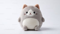 Cute Plush Cat Toy with Large Black Eyes and Pink Nose