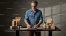 Stylish Businessman Engaged in Creative Product Design Process