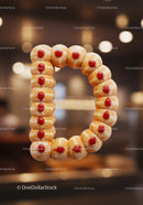 Letter D Made From Jelly-Filled Doughnuts with Red Icing