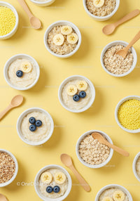Assorted Healthy Porridge Bowls with Fresh Fruit