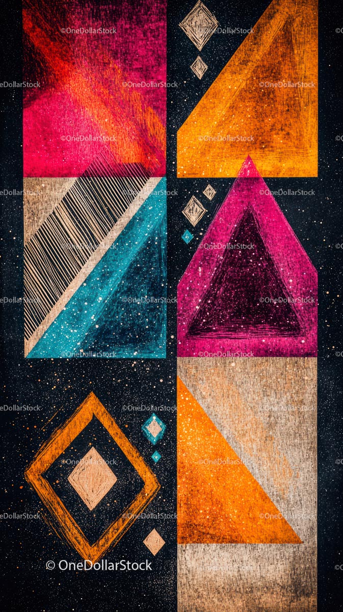 Abstract Geometric Shapes with Cosmic Space Background for Digital Art