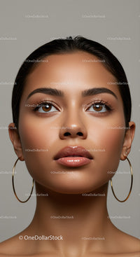 Portrait of a Young Woman with Brown Eyes and Sleek Hair