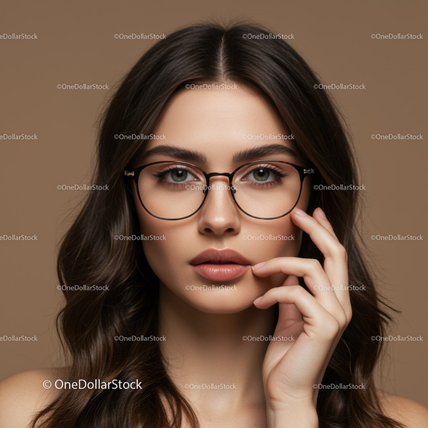 Elegant Woman with Stylish Glasses and Natural Makeup