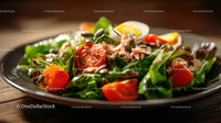 Fresh Chicken Salad with Cherry Tomatoes and Boiled Egg