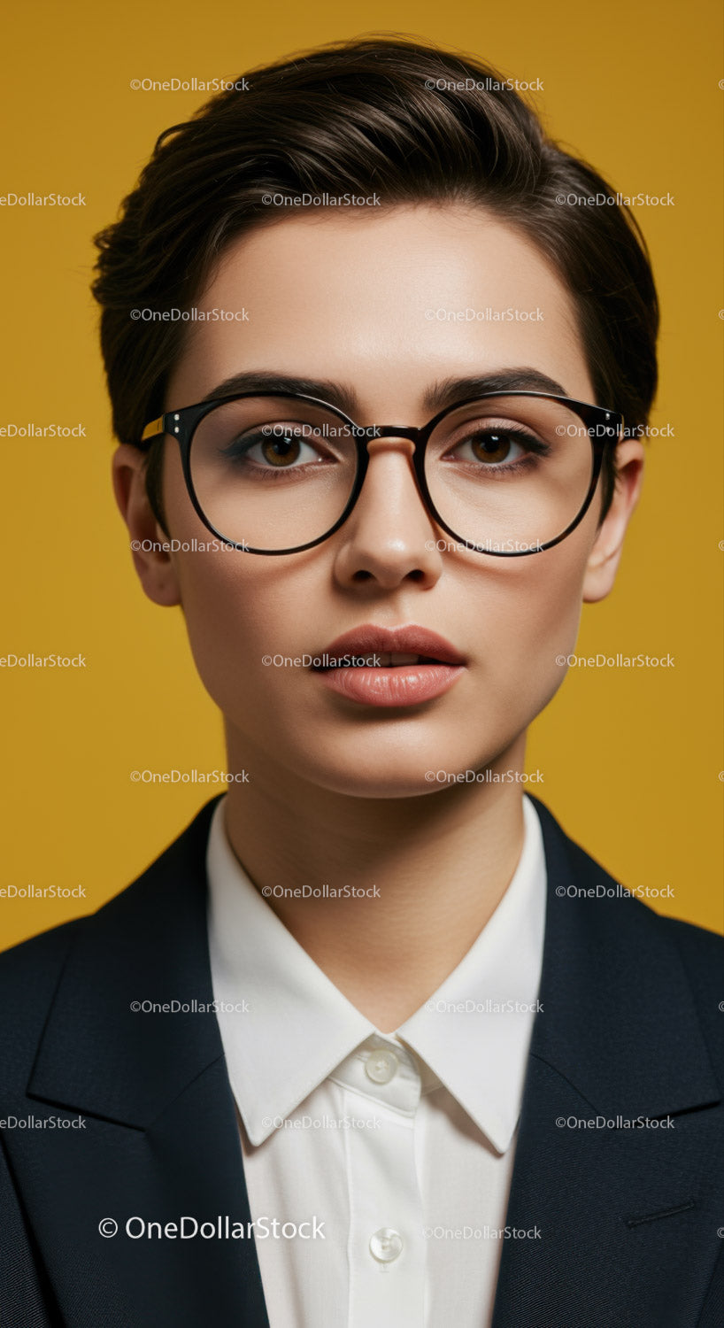 Business Professional Woman with Glasses in Formal Attire